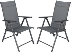 Tuinstoelen Met 7 Standen, Set Van 2 Stuks Grijs