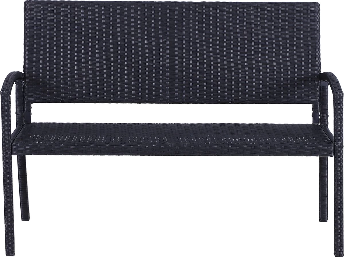Outsunny Polyrotan Tuinbank 2-zits Parkbank Bank Staal Zwart 867-022 3 Outsunny Polyrotan Tuinbank 2-zits Parkbank Bank Staal Zwart 867-022 - Afbeelding 3