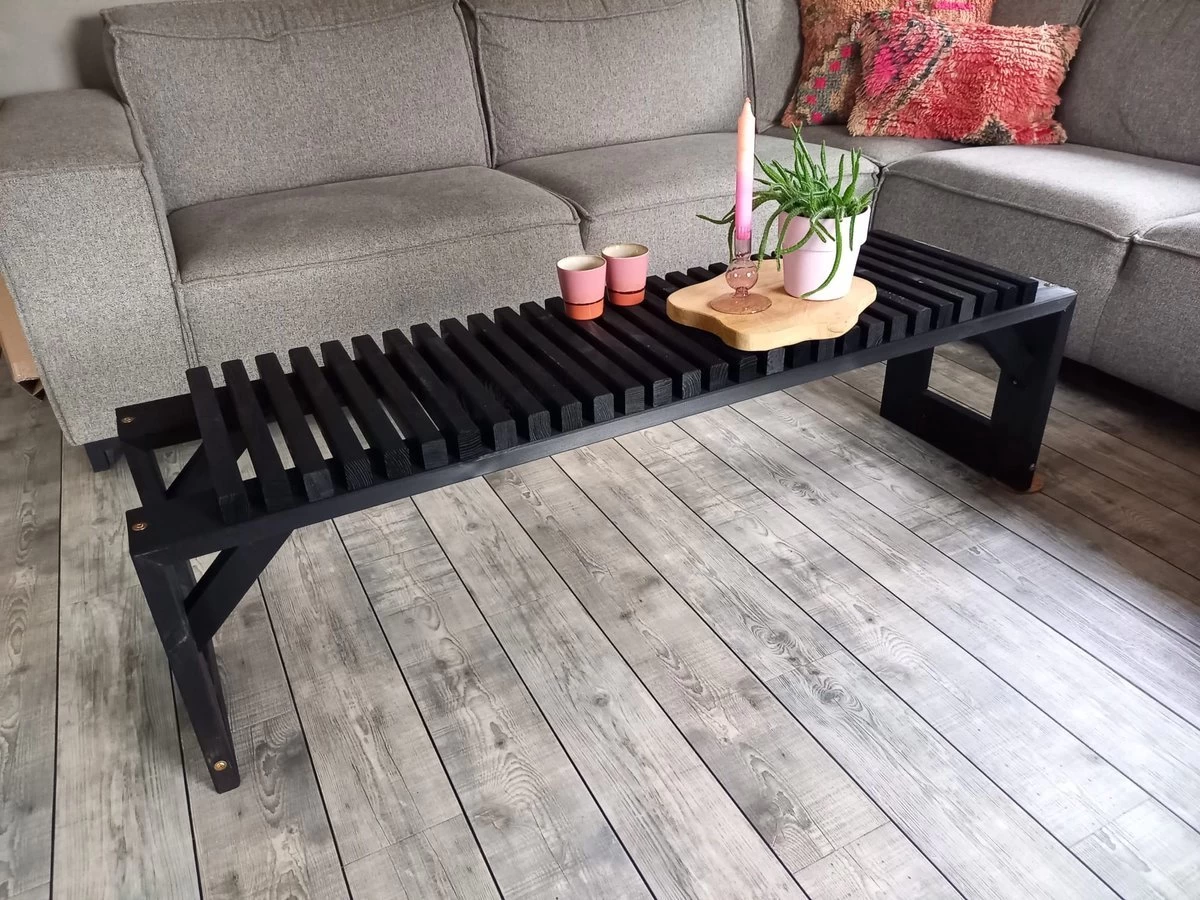 Tuinbank Design 2023 - 150CM - Grenen Hout - Zwart 7 Tuinbank Design 2023 - 150CM - Grenen Hout - Zwart - Afbeelding 7