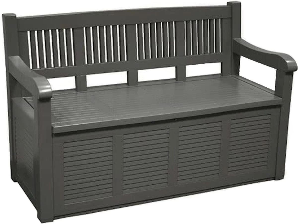 Merkloos Opbergbank Van Kunststof | 130 X 60 Cm | Antraciet 2 Merkloos Opbergbank Van Kunststof | 130 X 60 Cm | Antraciet - Afbeelding 2