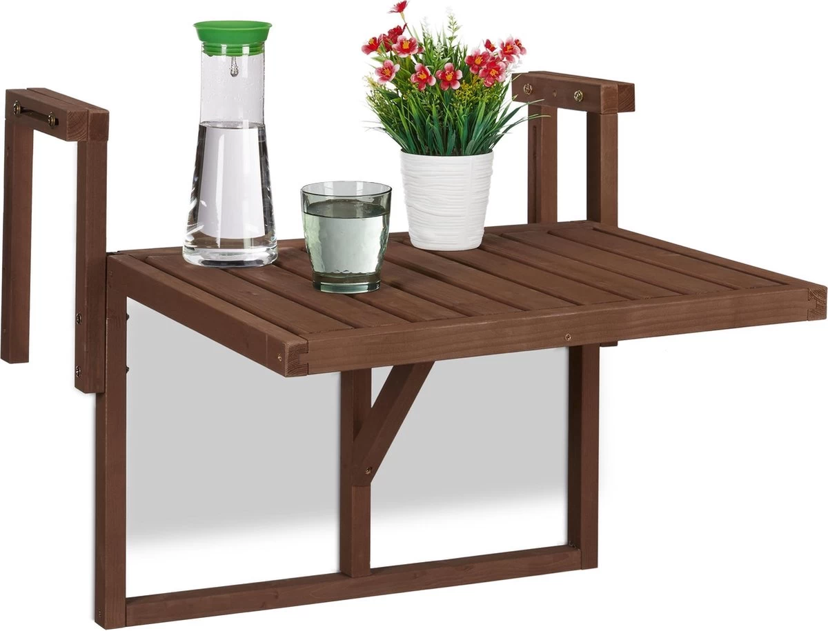 Relaxdays Balkontafel Inklapbaar - Klaptafel Balkon - Tafel Reling - Hangtafel Hout 1 Relaxdays Balkontafel Inklapbaar - Klaptafel Balkon - Tafel Reling - Hangtafel Hout