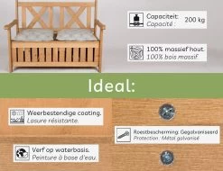 Needs&wants® Houten Tuinbank Met Opbergruimte, 2-zits Kistbank Houten Klassieke Bank Opslag, Grote Tuinopbergbank Van Massief Hout Weerbestendig Voor Buiten Tuin, Balkon, Terras, 115x61x85 Cm, Donker-bruin -Gardena Winkel 1200x922 4