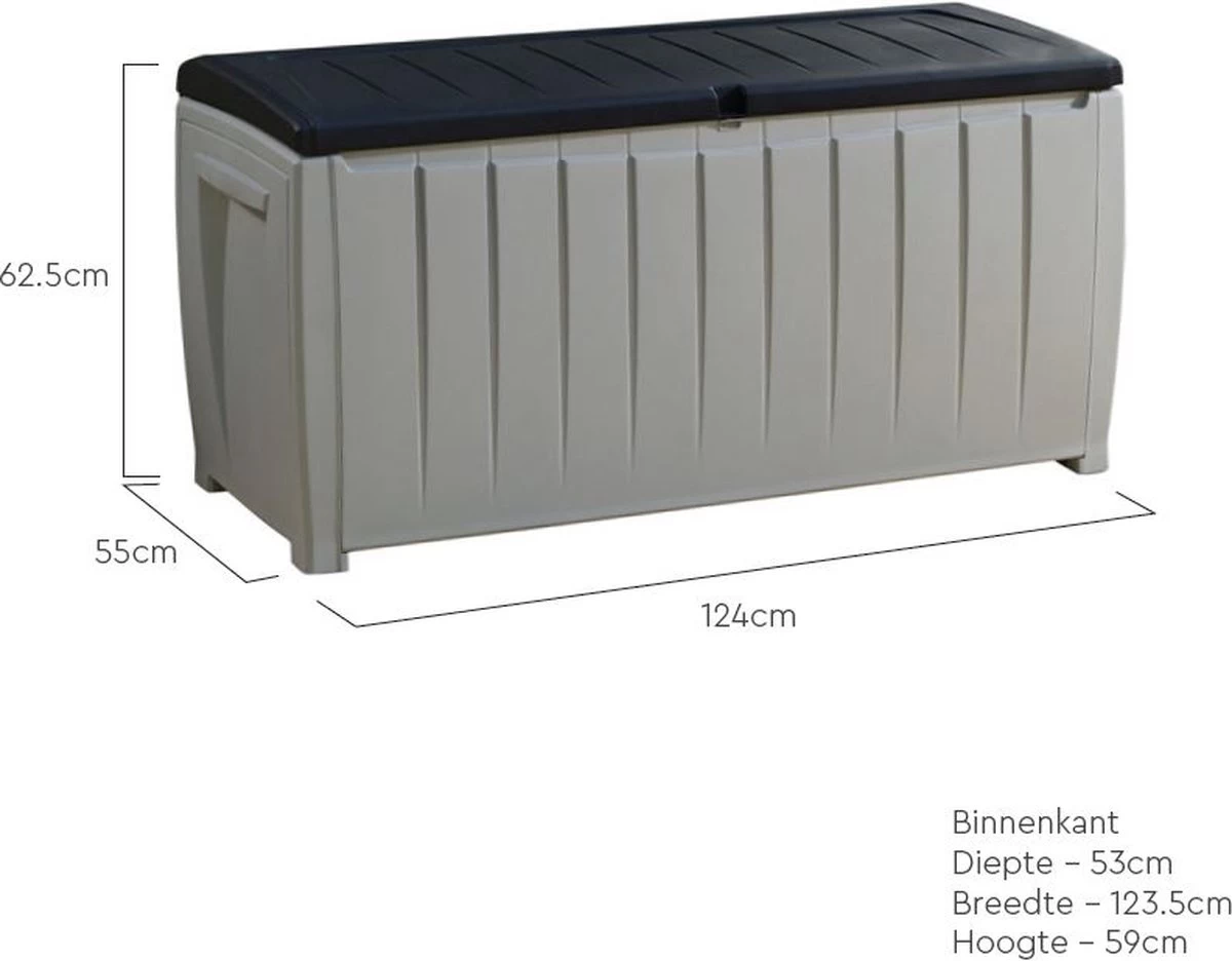 Keter Novel Opbergbox - 340L - 124x55x62.5cm - Grijs 2 Keter Novel Opbergbox - 340L - 124x55x62.5cm - Grijs - Afbeelding 2