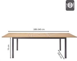 NATERIAL - Uitschuifbare Tuintafel ORIS - Uitschuifbare Tafel Voor 6 Tot 8 Personen - 180-240x100 Cm - Aluminium - Hout Eucalyptus 10 NATERIAL - Uitschuifbare Tuintafel ORIS - Uitschuifbare Tafel Voor 6 Tot 8 Personen - 180-240x100 Cm - Aluminium - Hout Eucalyptus -Gardena Winkel 1200x958