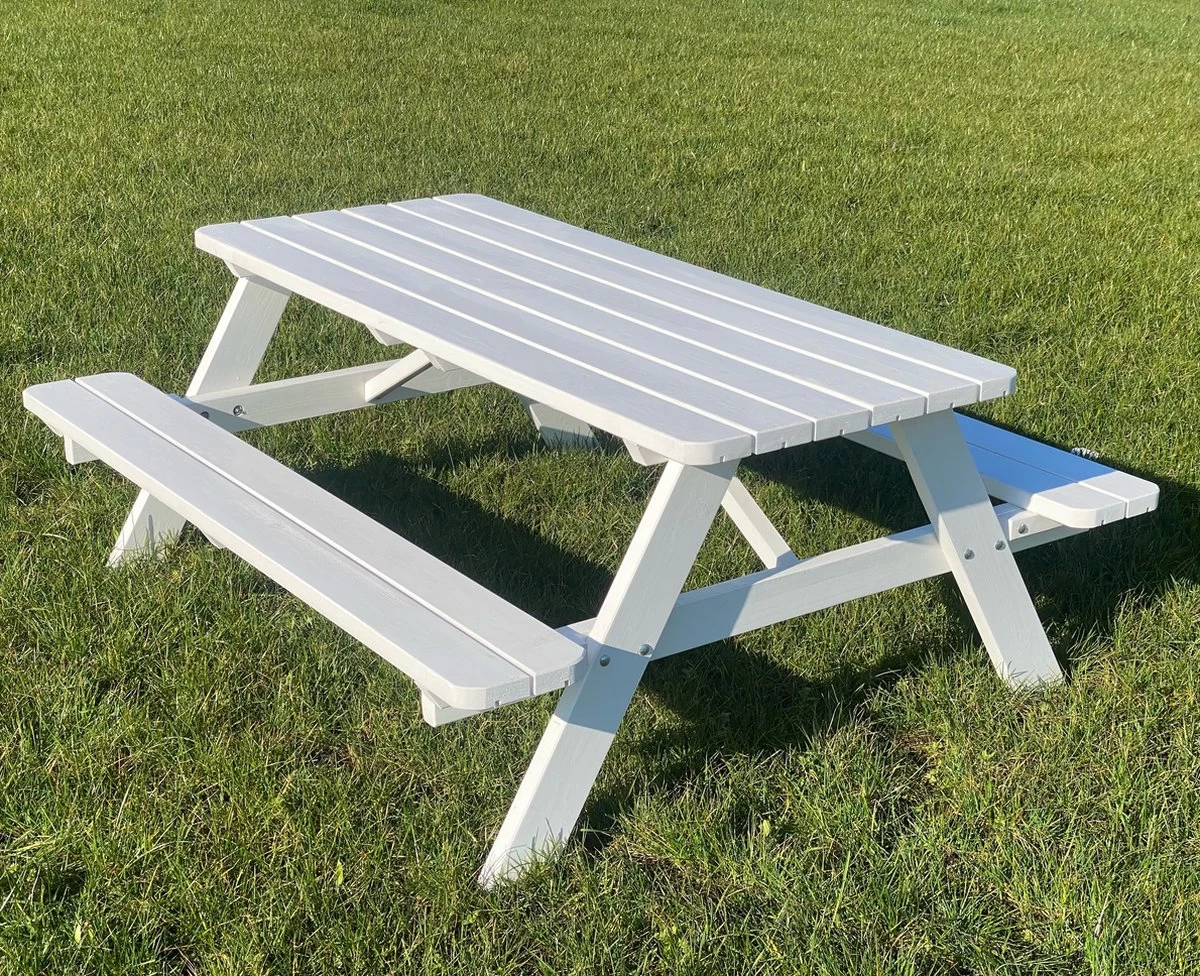 Goedkopepicknicktafels.nl | Witte XL Picknicktafel | Tuintafel 6 Persoons | Wit Gespoten Gedroogd Grenen Hout! 1 Goedkopepicknicktafels.nl | Witte XL Picknicktafel | Tuintafel 6 Persoons | Wit Gespoten Gedroogd Grenen Hout!