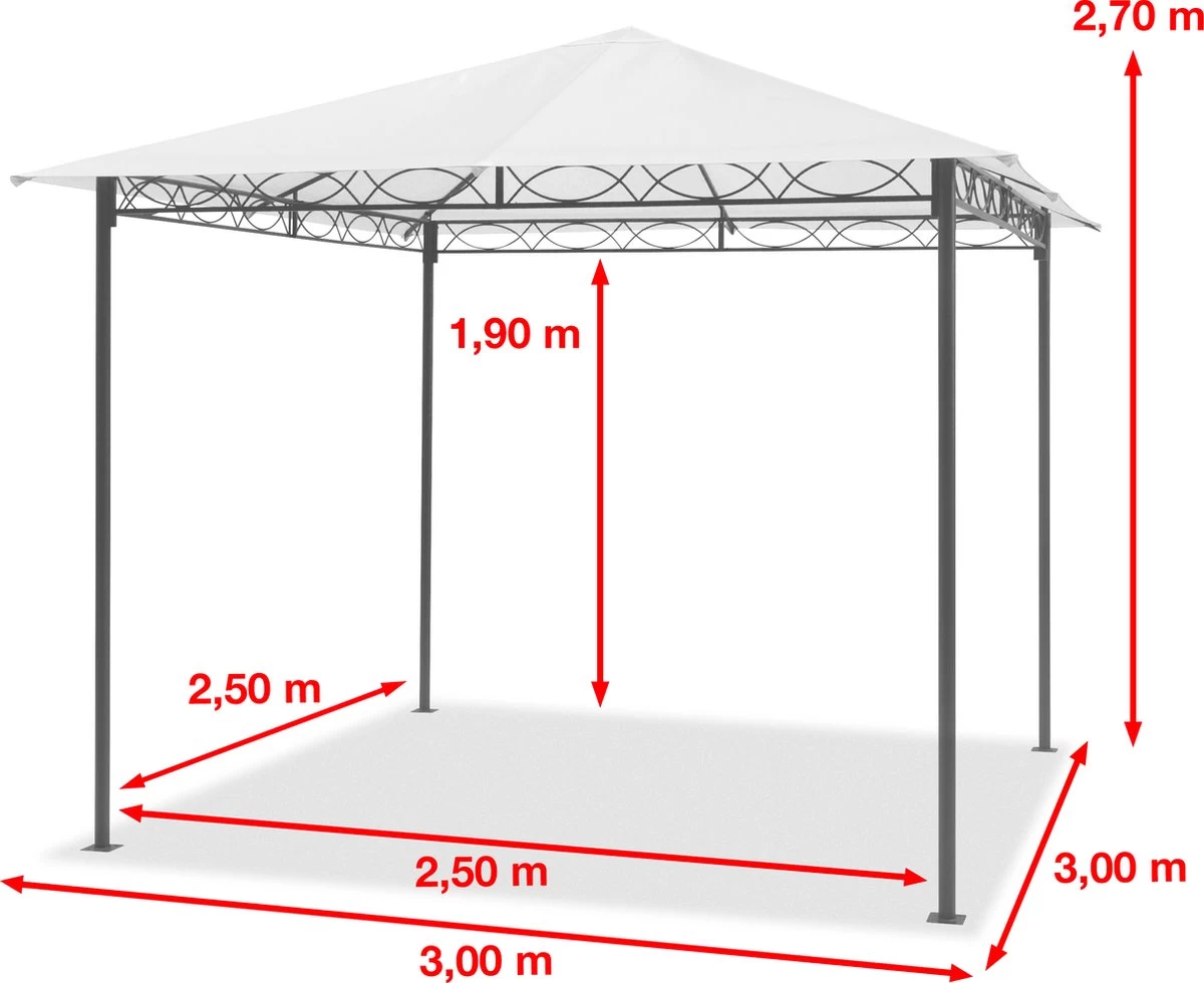 Tuinpaviljoen 3x3 M Waterdicht Paviljoen Met 4 Zijwanden Tuintent Ca. 180 G/m² Dakzeil In Crème Partytent 4 Tuinpaviljoen 3x3 M Waterdicht Paviljoen Met 4 Zijwanden Tuintent Ca. 180 G/m² Dakzeil In Crème Partytent - Afbeelding 4