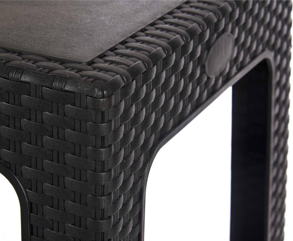 Rotan Bijzettafeltje/plantenverhoger Antraciet Grijs 47 X 47 X 42 Cm Voor Binnen/buiten 3 Rotan Bijzettafeltje/plantenverhoger Antraciet Grijs 47 X 47 X 42 Cm Voor Binnen/buiten - Afbeelding 3