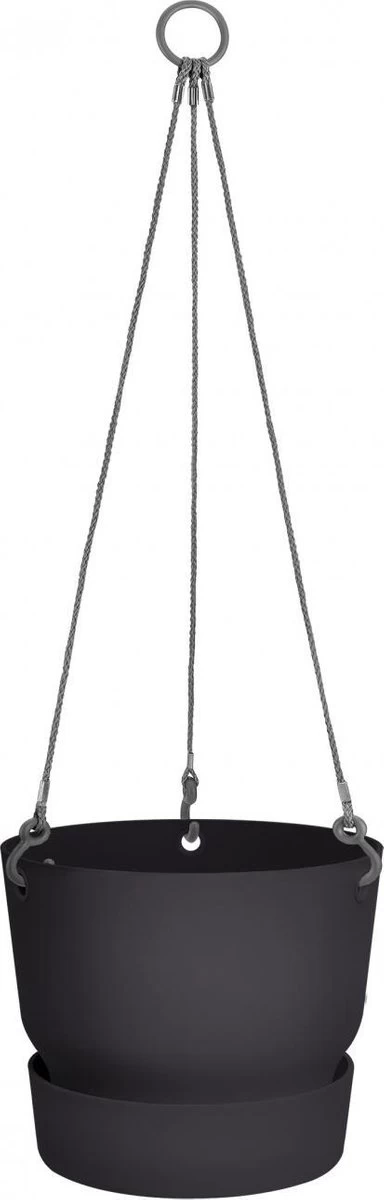 Elho Greenville Hangschaal 24 - Bloempot Voor Balkonbuiten - Ø 23.5 X H 20.5 Cm - Zwart/Living Black 1 Elho Greenville Hangschaal 24 - Bloempot Voor Balkonbuiten - Ø 23.5 X H 20.5 Cm - Zwart/Living Black