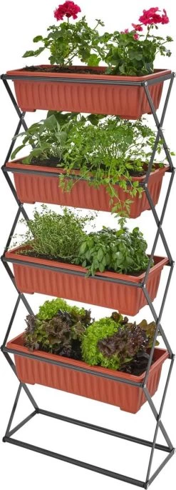 Tectake - Verticaal Plantenrek Met 4 Bakken - 403445 -Gardena Winkel 432x1200