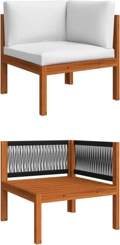 Decoways - 5-delige Loungeset Met Kussens Massief Acaciahout Crèmekleurig -Gardena Winkel 590x1200