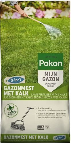Pokon Gazonmest Met Kalk - 16,8kg - Mest - Geschikt Voor 250m² - 120 Dagen Voeding -Gardena Winkel 593x1200