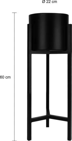 QUVIO Plantenstandaard Binnen - Inclusief Pot - Staande Plantenbak - Metaal - Bloempot - 22 X 22 X 60 Cm - Zwart -Gardena Winkel 611x1200 3