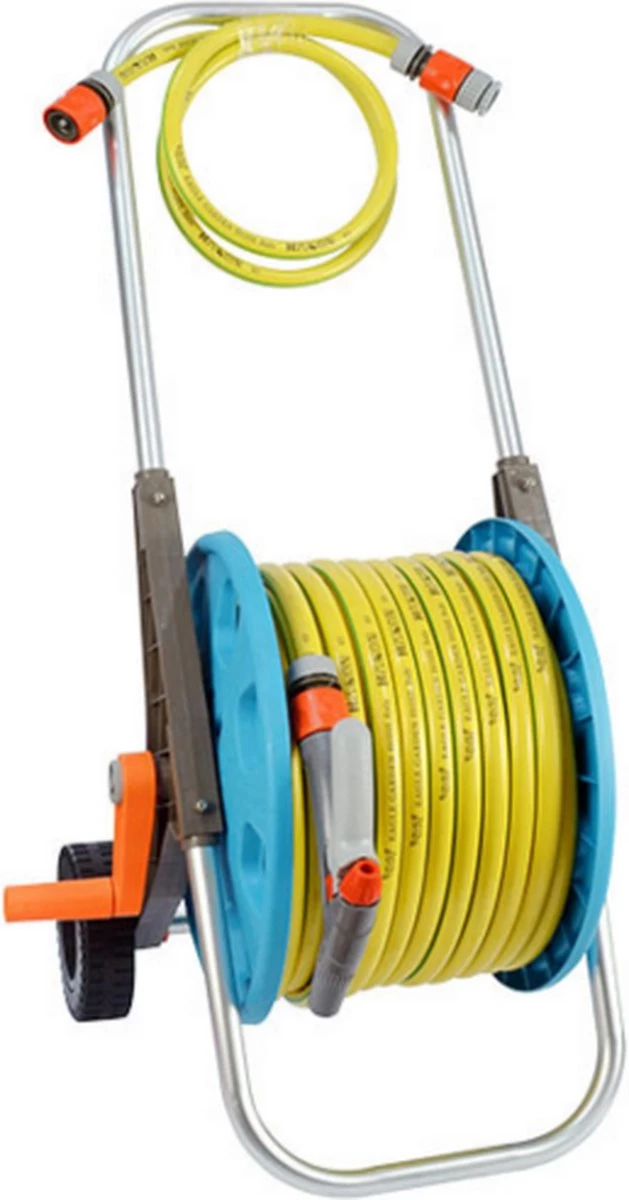 Slangenwagen Met 50 Meter Tuinslang | Eagle Garden | Incl. Spuitkopstuk En Connectors | Geel 1 Slangenwagen Met 50 Meter Tuinslang | Eagle Garden | Incl. Spuitkopstuk En Connectors | Geel