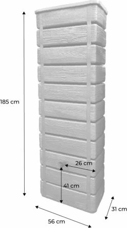 Regenton Muurtank, Grandval 300L, Antraciet Kunststof, Imitatiehout, Met Gootaansluitset Inbegrepen -Gardena Winkel 669x1200