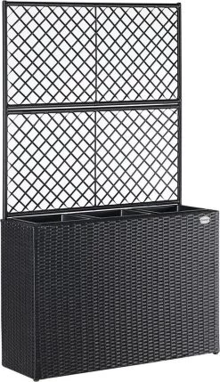 Casaria Polyrattan Plantenbak - Met Klimoprek - 3 Bakken Zwart