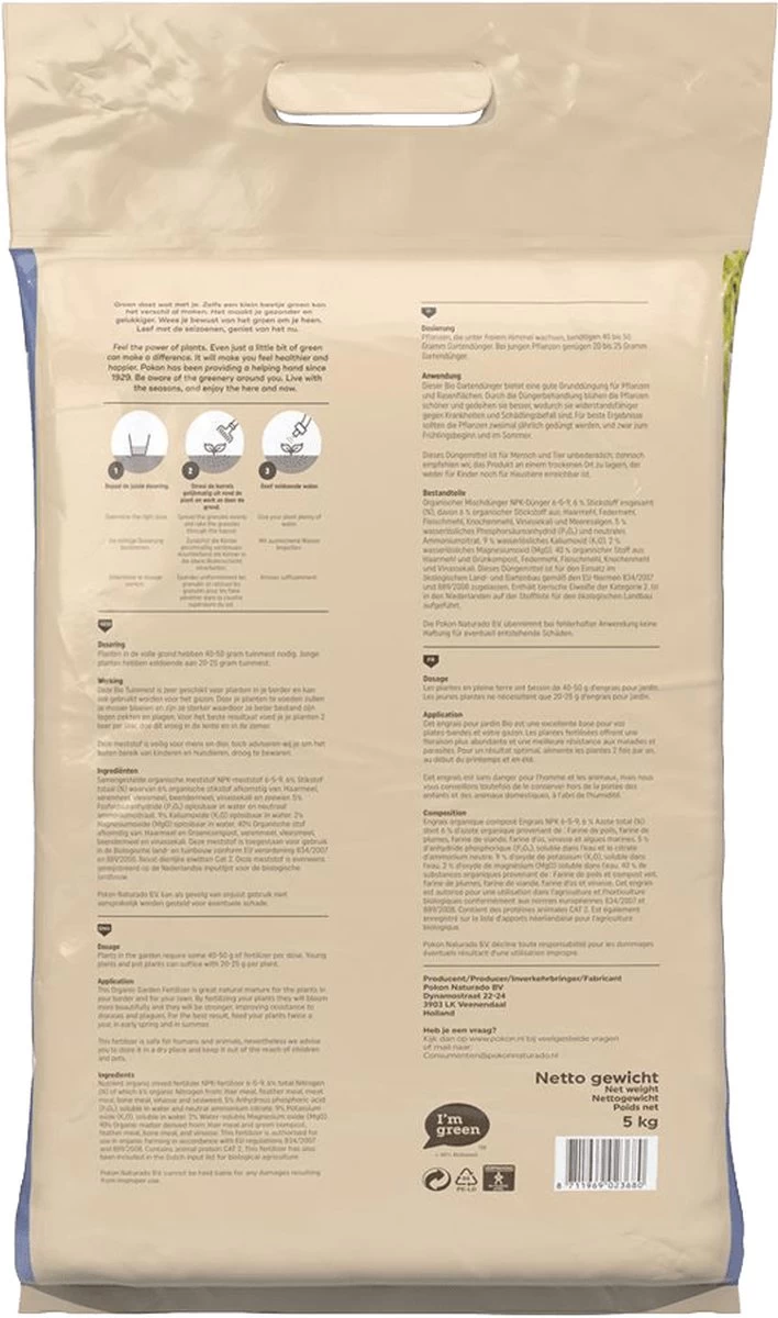 Pokon Bio Tuinmest - 5kg - Meststof (universeel) - 120 Dagen Voeding 6 Pokon Bio Tuinmest - 5kg - Meststof (universeel) - 120 Dagen Voeding - Afbeelding 6