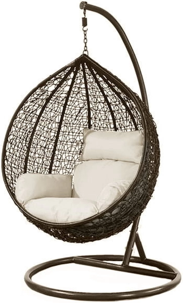 Hangstoel - Ei Stoel - Met Frame - Bruin-beige - Tot 125 Kg 1 Hangstoel - Ei Stoel - Met Frame - Bruin-beige - Tot 125 Kg