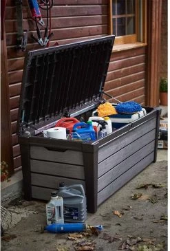 Keter Brushwood Opbergbox - Kussenbox - 455L - 145x69,7x60,3cm - Grafiet -Gardena Winkel 813x1200 1