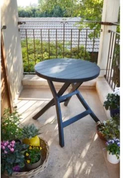 Allibert - Tuintafel - Oregon - Ø 70 Cm - Kunststof - Opklapbaar -Gardena Winkel 825x1200