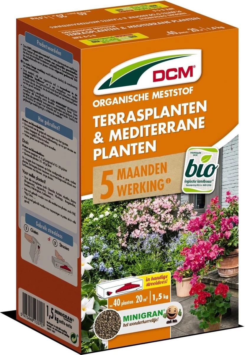 DCM Meststof Terrasplanten & Mediterrane Planten (1,5KG) 1 DCM Meststof Terrasplanten & Mediterrane Planten (1,5KG)