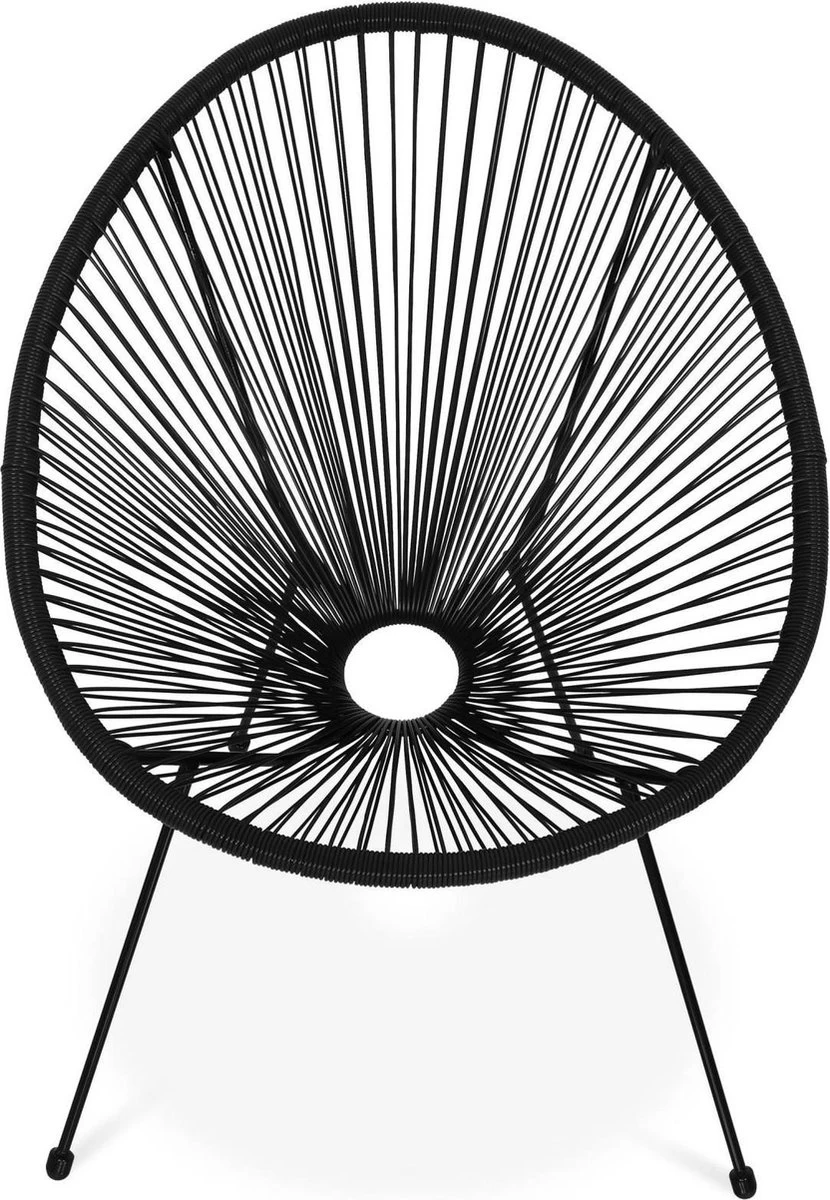 Set Van 2 Design Stoelen Ei-vormig - Acapulco Zwart - Stoelen 4 Poten Retro Design, Plastic Koorden, Binnen/buiten 3 Set Van 2 Design Stoelen Ei-vormig - Acapulco Zwart - Stoelen 4 Poten Retro Design, Plastic Koorden, Binnen/buiten - Afbeelding 3