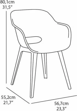 Allibert Akola Tuinstoelen - 2 Stuks -56,5x55x80cm - Donkergrijs -Gardena Winkel 834x1200