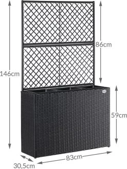 Casaria Polyrattan Plantenbak - Met Klimoprek - 3 Bakken Zwart -Gardena Winkel 898x1200 3