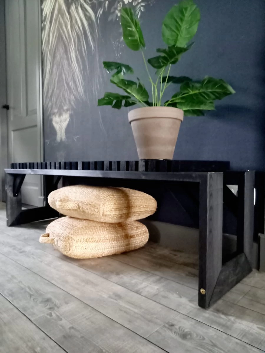 Tuinbank Design 2023 - 150CM - Grenen Hout - Zwart 4 Tuinbank Design 2023 - 150CM - Grenen Hout - Zwart - Afbeelding 4