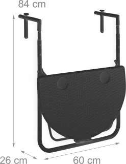 Relaxdays Balkontafel Inklapbaar, Balkon Tafel Rotan, Hangtafel Reling - Zwart -Gardena Winkel 926x1200