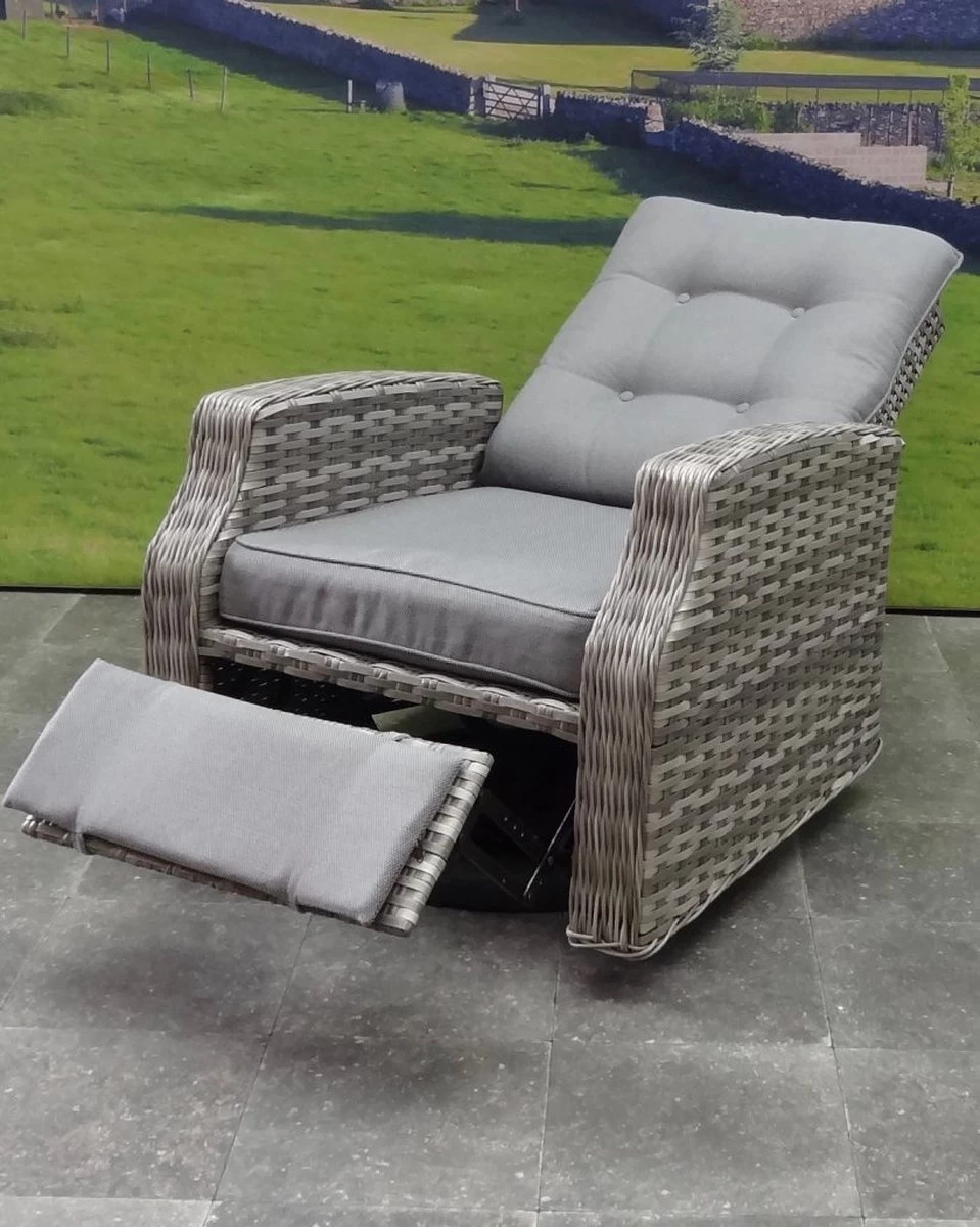 Kreta Lounge Tuinstoel Verstelbaar En Draaibaar Grijs 2 Kreta Lounge Tuinstoel Verstelbaar En Draaibaar Grijs - Afbeelding 2