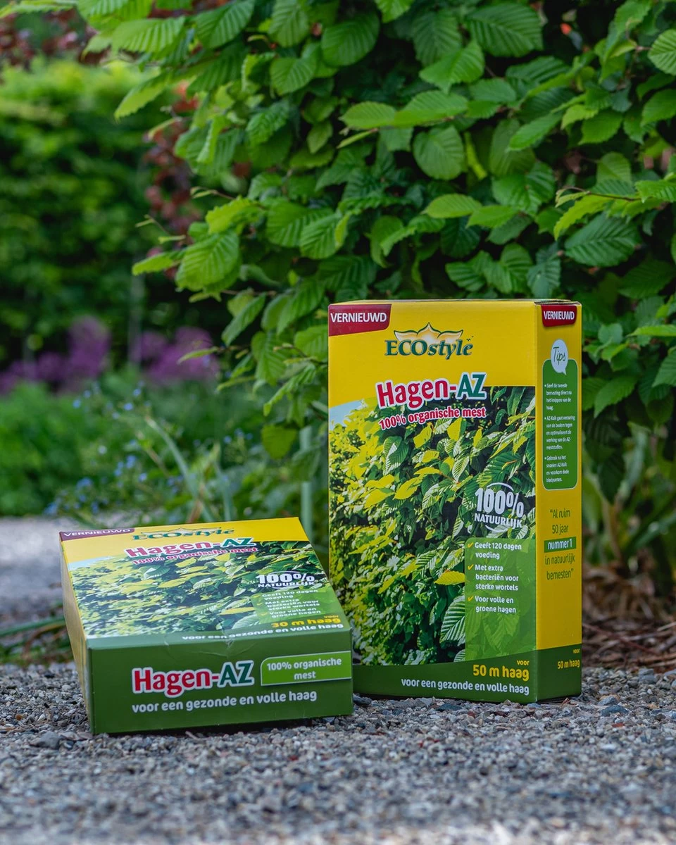 ECOstyle Hagen-AZ Organische Tuinmest - Voor Gezond Bodemleven - Remt Uitval Van Bladeren - 120 Dagen Voeding - Voor 50m Haag - 2,75 KG 2 ECOstyle Hagen-AZ Organische Tuinmest - Voor Gezond Bodemleven - Remt Uitval Van Bladeren - 120 Dagen Voeding - Voor 50m Haag - 2,75 KG - Afbeelding 2