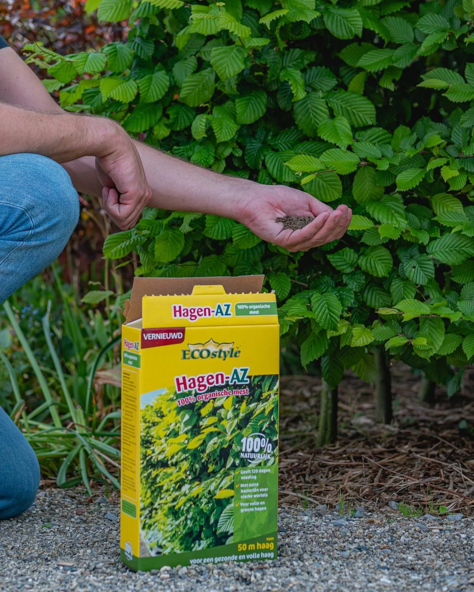 ECOstyle Hagen-AZ Organische Tuinmest - Voor Gezond Bodemleven - Remt Uitval Van Bladeren - 120 Dagen Voeding - Voor 50m Haag - 2,75 KG 3 ECOstyle Hagen-AZ Organische Tuinmest - Voor Gezond Bodemleven - Remt Uitval Van Bladeren - 120 Dagen Voeding - Voor 50m Haag - 2,75 KG - Afbeelding 3