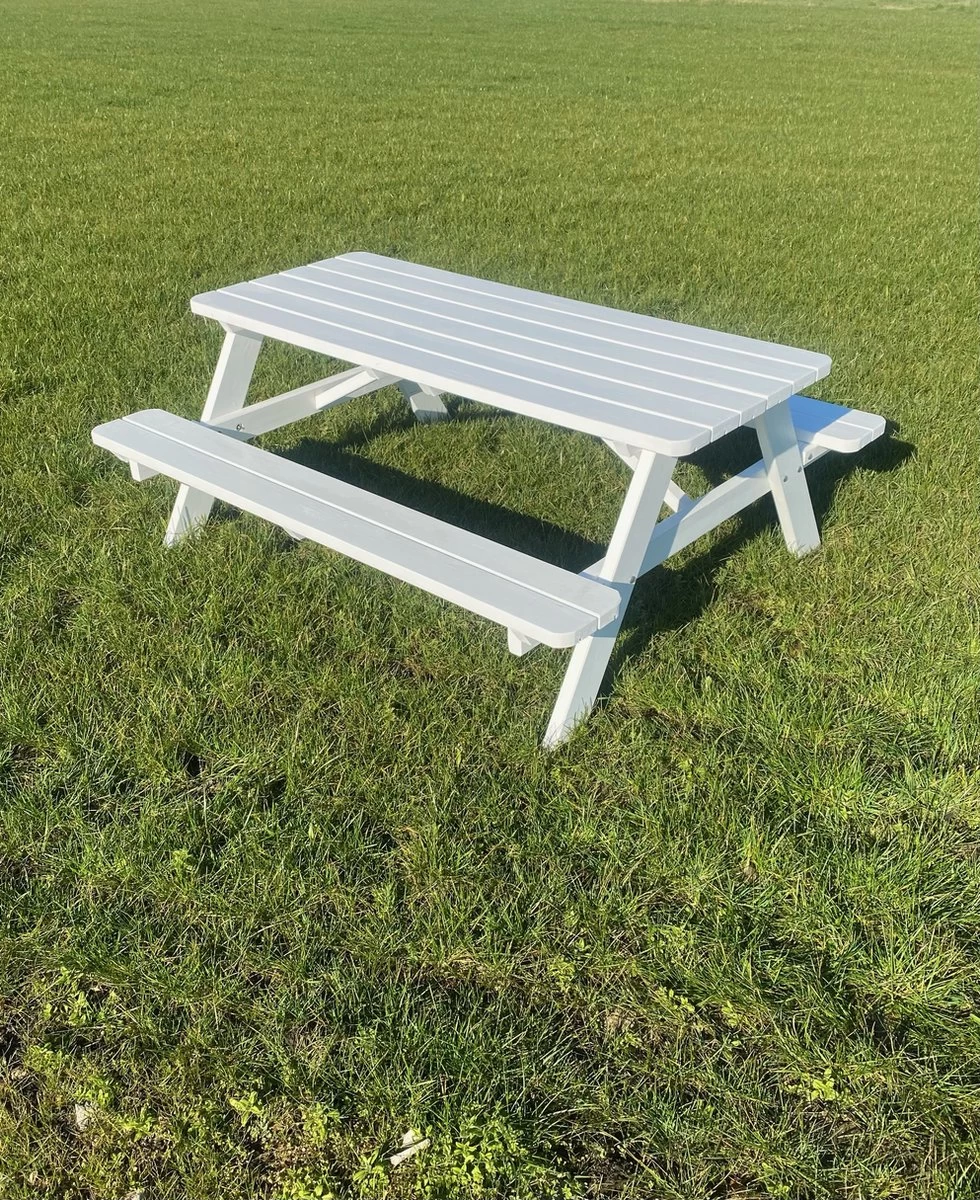 Goedkopepicknicktafels.nl | Witte XL Picknicktafel | Tuintafel 6 Persoons | Wit Gespoten Gedroogd Grenen Hout! 4 Goedkopepicknicktafels.nl | Witte XL Picknicktafel | Tuintafel 6 Persoons | Wit Gespoten Gedroogd Grenen Hout! - Afbeelding 4